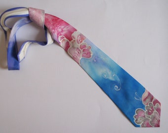 tie, hand painted, unique, one-off, silk