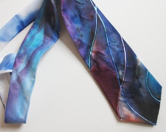 tie, hand painted, unique, one off, silk