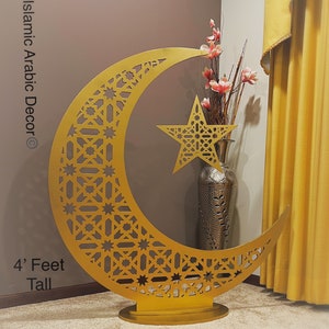 Ramadan and Eid Wooden Crescent Moon with Star, Ramadan Decorations, Ramadan decor, Ramadan gift, Islamic art, Muslim holidays