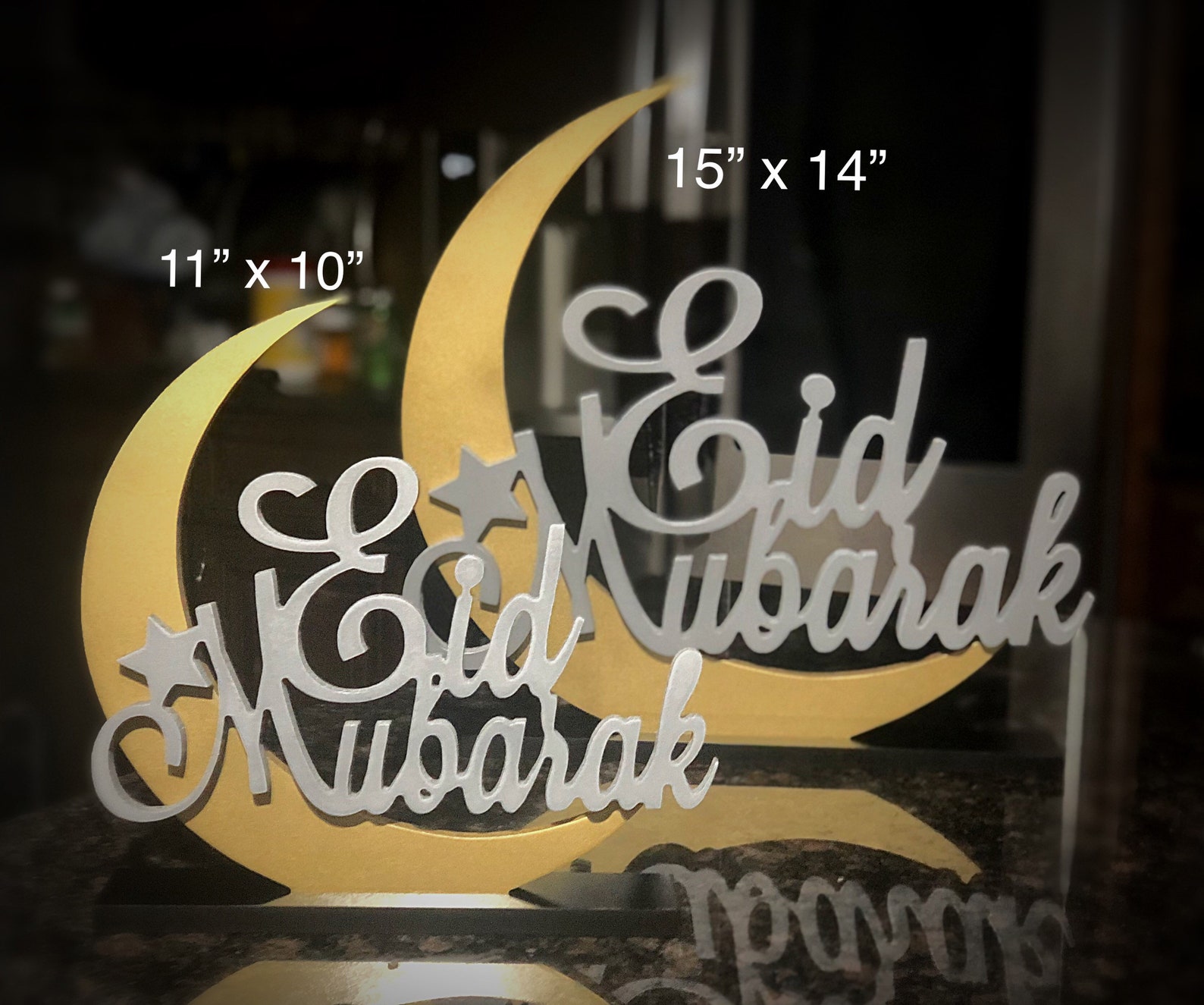 Eid Decorations Eid Mubarak Crescent Moon Double Layer Wooden - Etsy