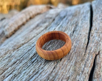 Wood ring, cherry wood ring, natural wooden ring, handcrafted wooden ring, unisex ring, anniversary ring, eco-friendly jewellery
