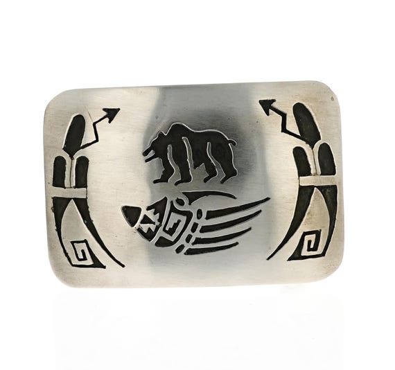 Authentic Lakota Navajo Sterling Silver Bear Claw Belt Buckle| Vintage Lot - NAVAJO STERLING SILVER BEAR CLAW BELT BUCKLE main image 3