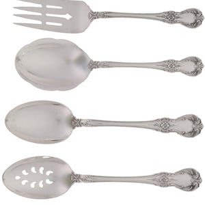 Towle Old Master Sterling Silver Serving Set Casserole Spoon, Pierced & Solid Spoons, Meat Fork—287g Vintage Flatware Antique Heirloom