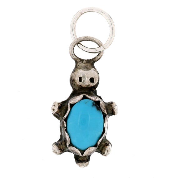 Vintage Cute Handmade Navajo Sterling Silver 925 Turquoise Turtle 