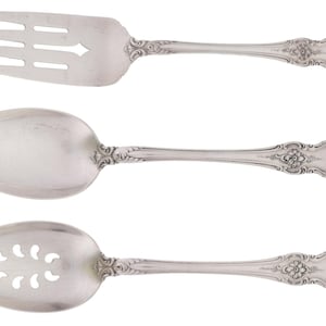 Towle Old Master Sterling Silver Serving Set Circa 1942—Pierced & Solid Spoons, Meat Fork—215g Vintage 925 Flatware Antique Heirloom No Mono