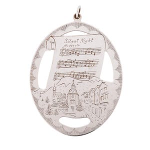 Lunt 1977 Sterling Silver Christmas Ornament Music Silent Night 925 Vintage Xmas Decor Jewelry Pendant Charm Choir Singer Song Musician