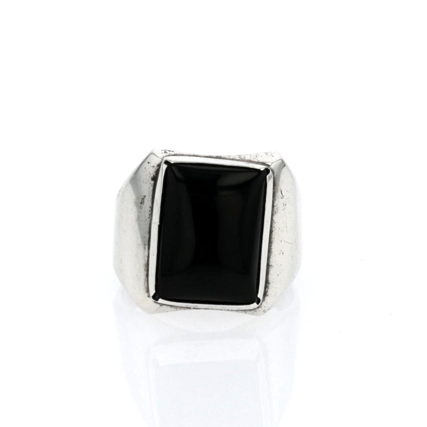 Taxco メキシカンジュエリーSTERLING 925 オニキスAztec メンズ Taxco メキシカンジュエリーSTERLING 925 オニキスAztec