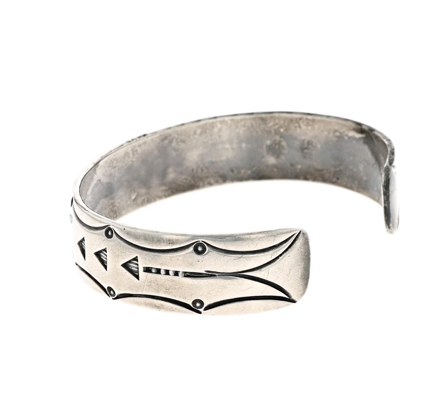 Vintage Gene Gibson Navajo Turquoise Chip Arrow Inlay Bracelet Cuff 925 ...