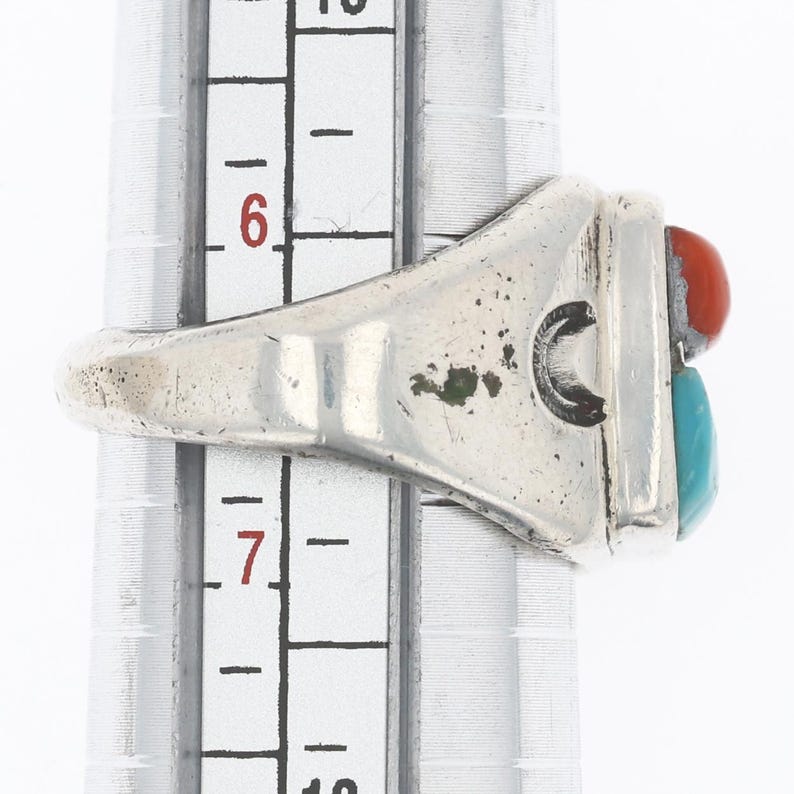Vintage Navajo Ring 925 Sterling Silver Turquoise Coral Native American ...