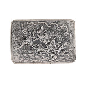 Antique Siam Sterling Silver Niello Thailand Buddha Belt Buckle 17g .925 Siam Sterling Belt - Etsy main image 3