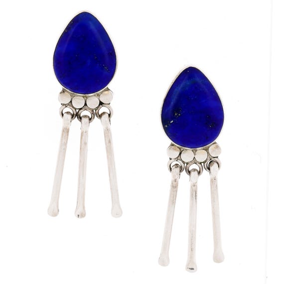 アクセサリー e  vintage earrings Vintage Zuni Dangle Earrings 925 Sterling Silver Lapis Lazuli