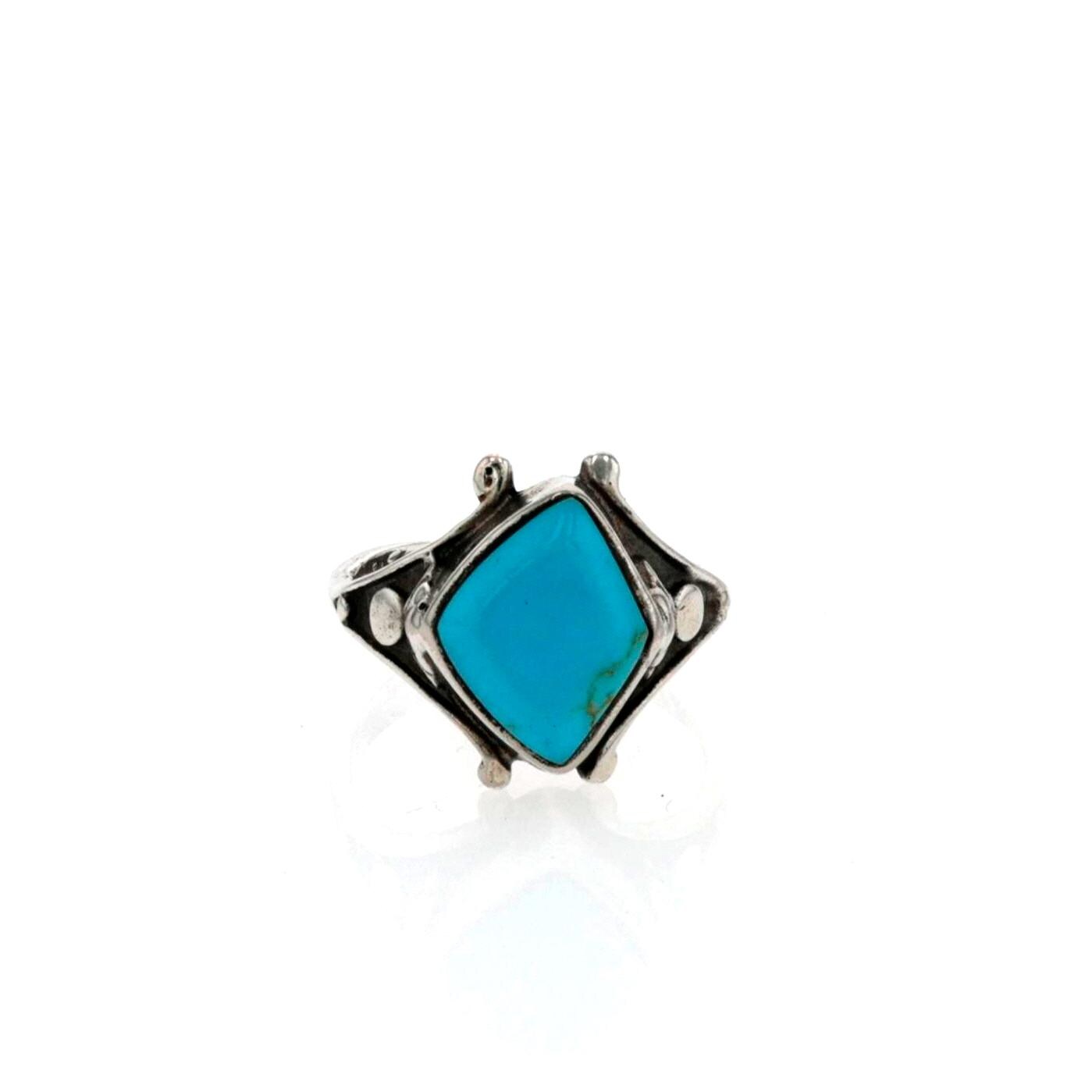 Vintage Navajo 925 Sterling Silver Turquoise Ladies Ring Native