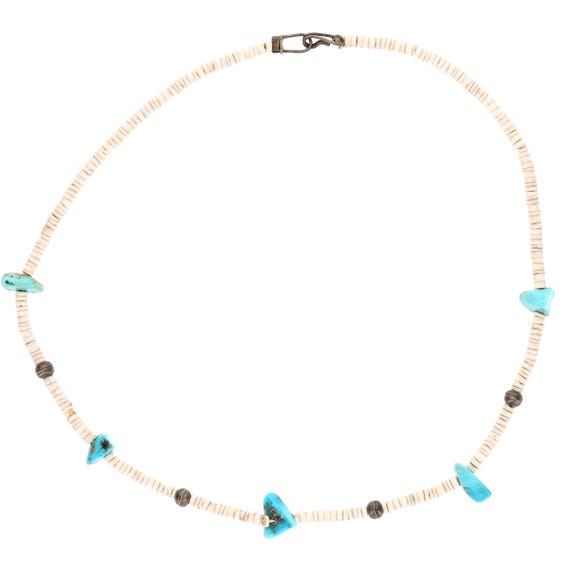 Melon Shell Turquoise Heishi Necklace Santo Domingo