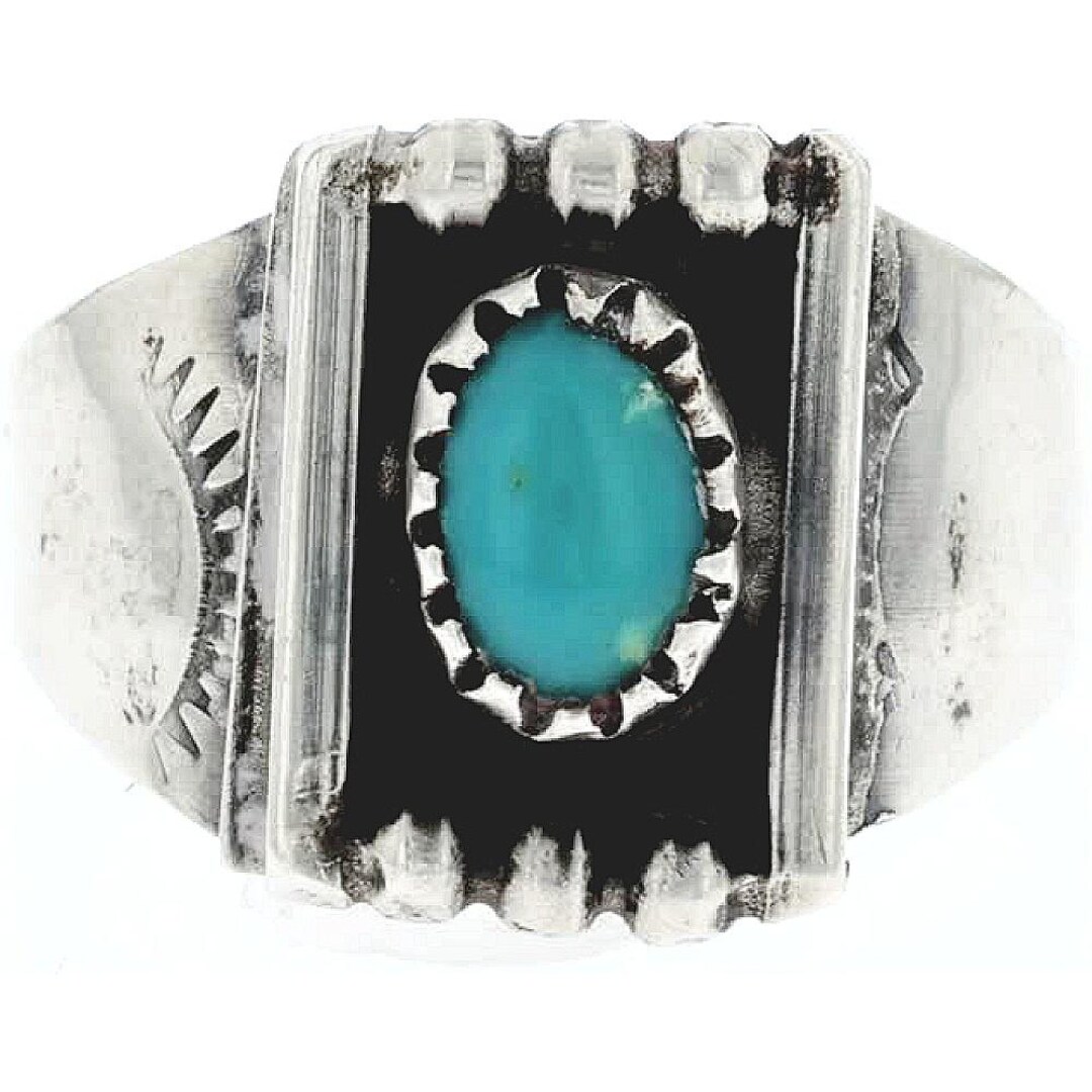 Vintage Navajo Shadow Box Pinky Ring 925 Sterling Silver Turquoise Kids ...