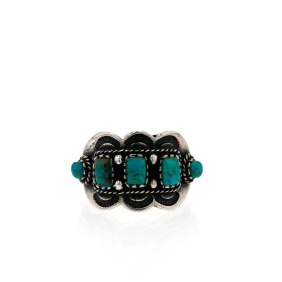 Important Vintage Verdy Jake Turquoise Sterling Silver Native American Ring Important Vintage Verdy Jake Turquoise Sterling Silver Native American Ring