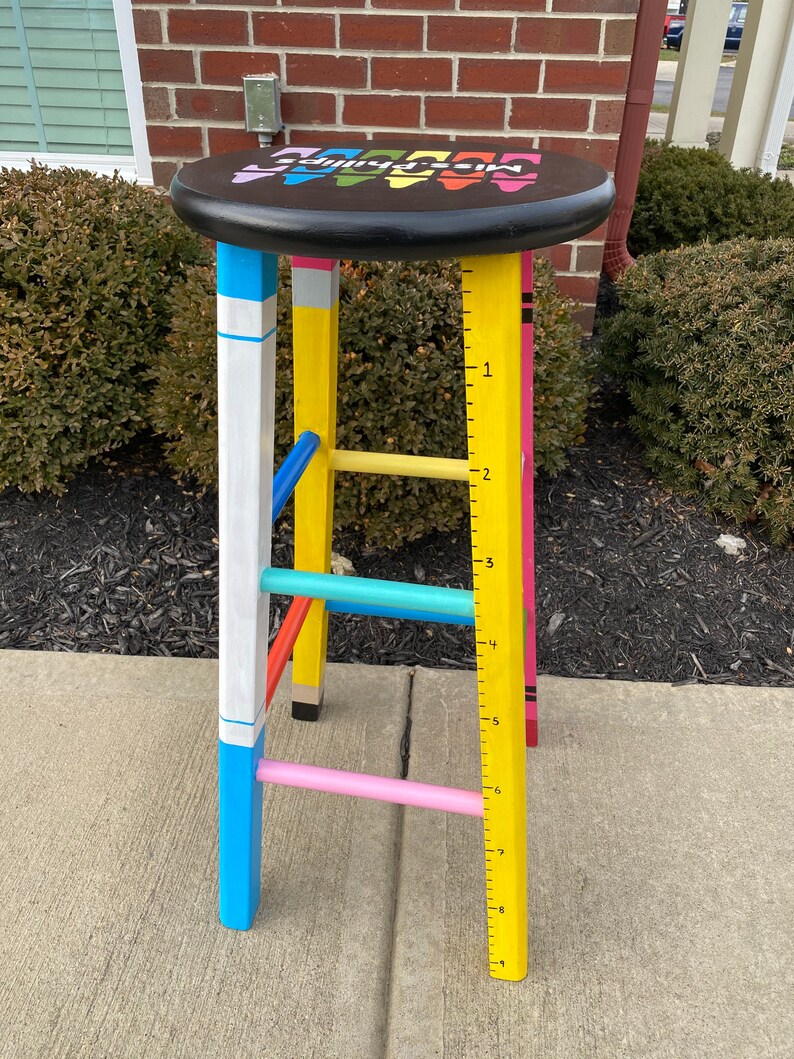 Custom Painted Teacher Stool Etsy