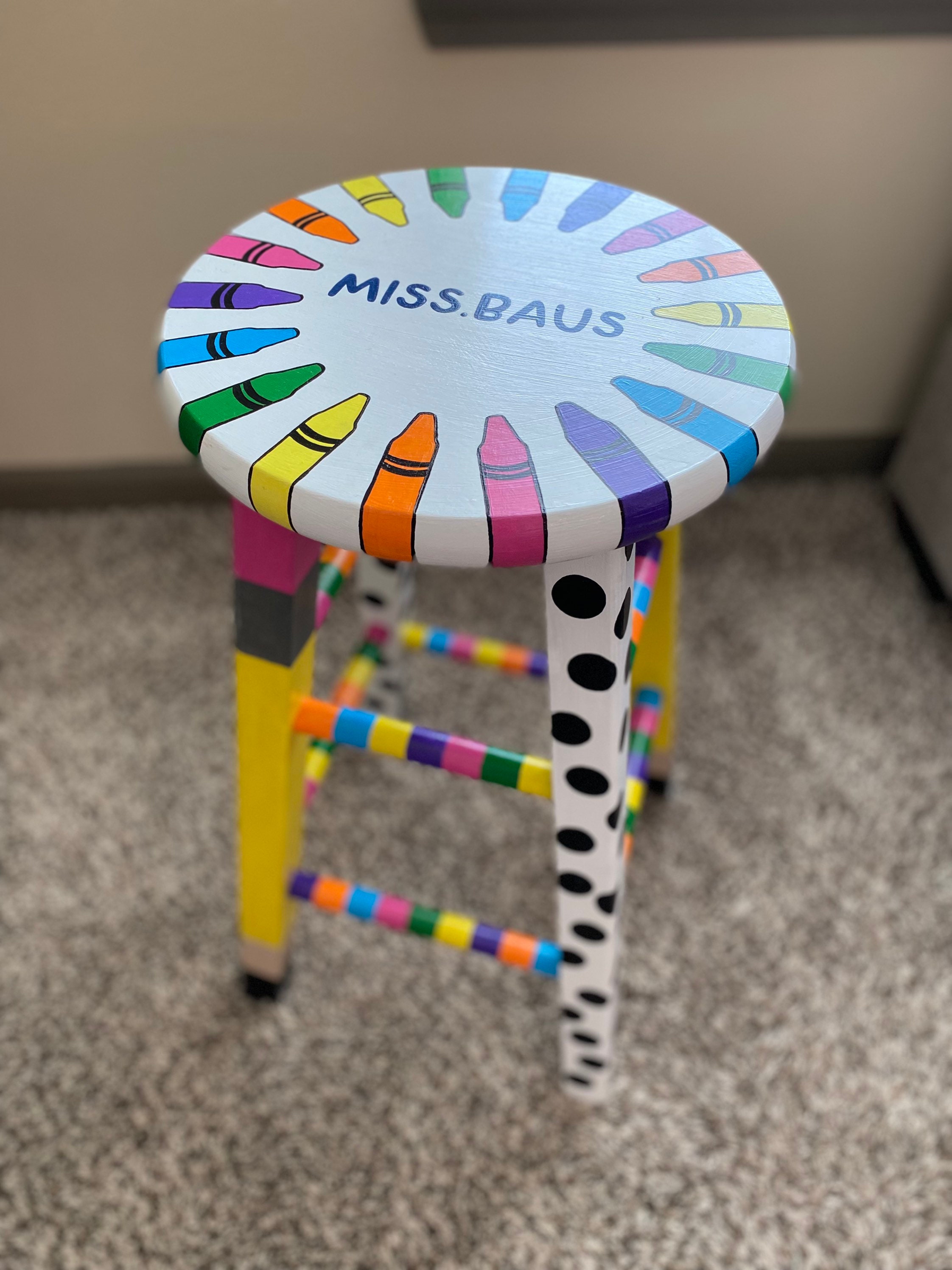 Custom Painted Teacher Stool Etsy