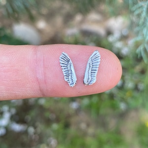 Può includere: Un paio di orecchini d'argento a forma di ali. Gli orecchini sono piccoli e delicati, e sono perfetti per aggiungere un tocco di fantasia a qualsiasi outfit.