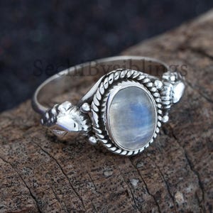 Rainbow Moonstone Gemstone Ring 925 Sterling Silver Ring June Birthstone Ring Handmade Silver Ring Ring for Women Mothers Day Gift
