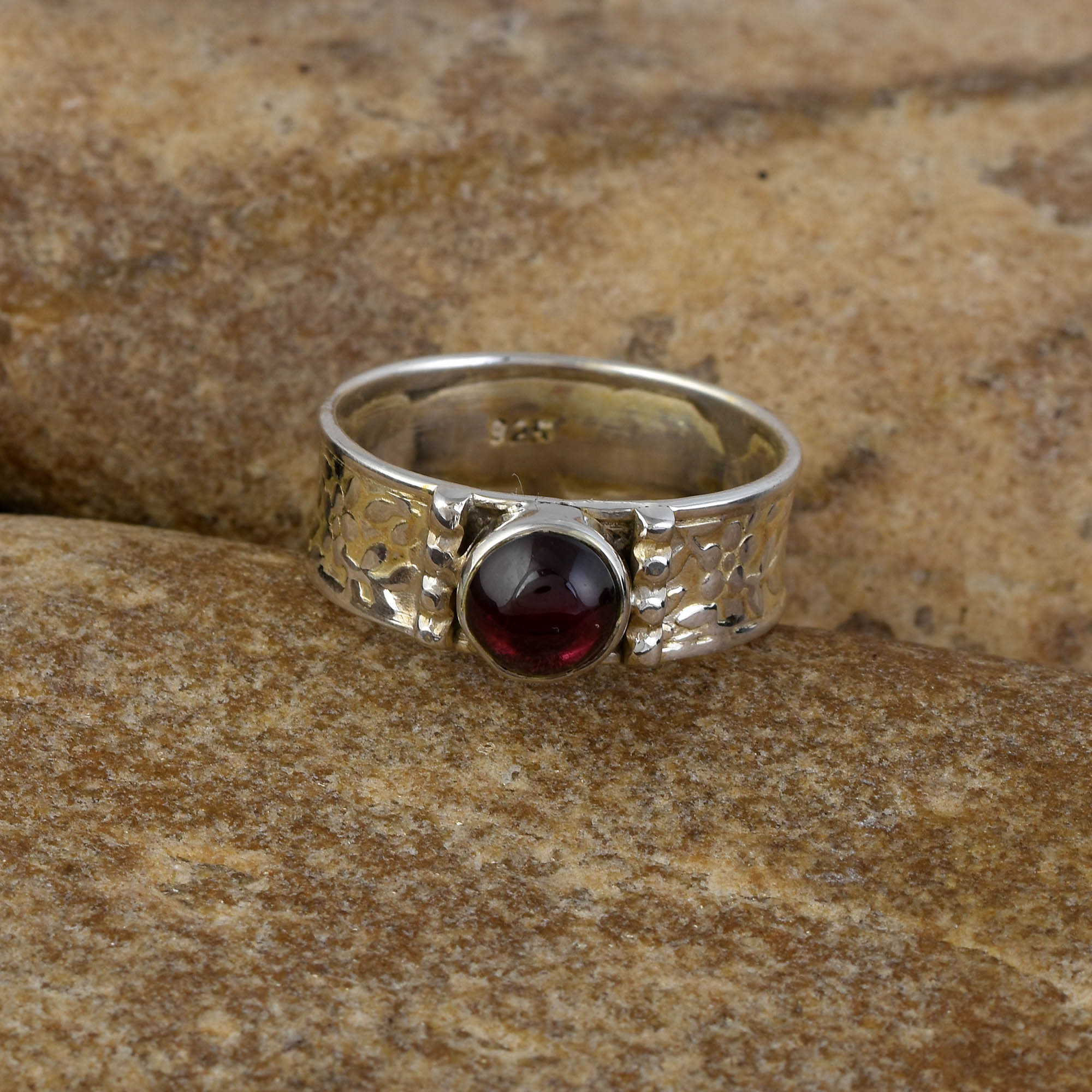 Natural Garnet Ring, 925 Sterling Silver Ring, Garnet Silver Ring