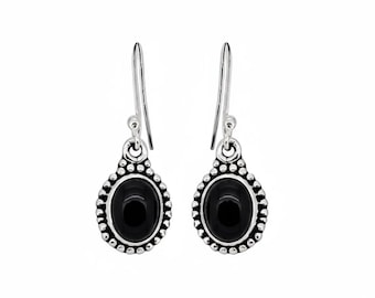 Black Onyx Dainty Earrings Silver Earring For Women Gemstone Jewelry