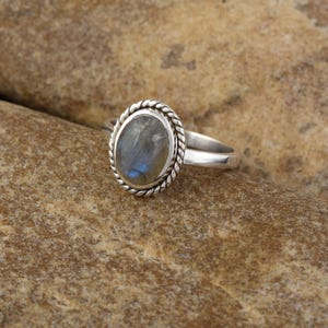 Blue Labradorite Gemstone Silver Ring Jewelry 925 Sterling Silver Ring Celtic Labradorite Silver Ring Housewarming/ Thank You/ Birthday Gift