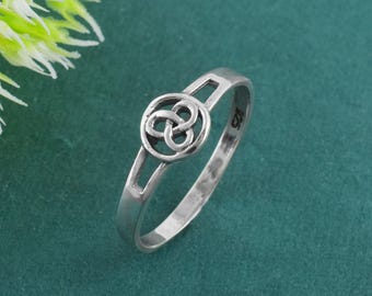 Sterling Silver Celtic Knot Ring, Infinity Love Band, Minimal Symbol Jewelry