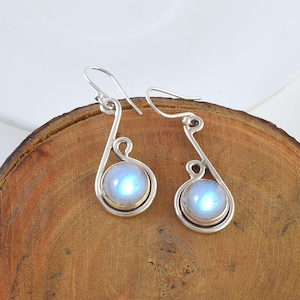 Regenbogen Mondstein Ohrringe Silber Edelstein Schmuck Geschenk 925 Sterling Silber Ohrringe Birthstone Ohrringe Boho Design Ohrringe