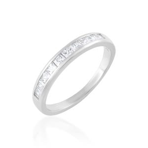 Silver Eternity Band Ring CZ Diamond Band CZ Wedding Band Engagement Ring Multi Stone Stacking Band Ring, Sterling Silver Ring Promise Ring