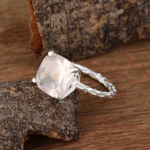 Rosenquarz Ring 925 Sterling Silber Ring Rosa Edelstein Ring Rosa Quarz Ring Statement Ring Geschenk für Frauen Geschenk für sie