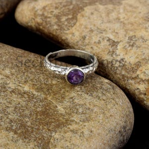 Natural Amethyst 925 Sterling Silver Gemstone Ring February Birthstone Ring Handmade Ring Designer Band Ring Amethyst Jewelry Gift For Her