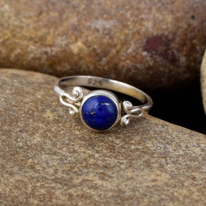 Genuine Lapis Lazuli Ring, Lapis Lazuli Silver Ring, Lapis Lazuli Ring, Sterling Silver Ring, Lapis Lazuli Dainty Ring, Lapis Cute Boho Ring