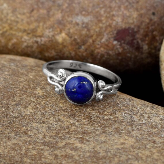 Blue Lapis Lazuli Gemstone Silver Ring 925 Sterling Silver Jewelry