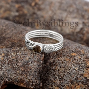 Smoky Quartz Gemstone Ring 925 Sterling Silver Ring Smoky Quartz Silver Ring Handmade Ring Brown Birthstone Ring for Women Statement Ring