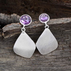Amethyst Ohrringe 925er Silber Edelstein baumeln Ohrringe für sie Lila Birthstone Schmuck Beste Geburtstagsgeschenke Amethyst baumelnde Ohrringe