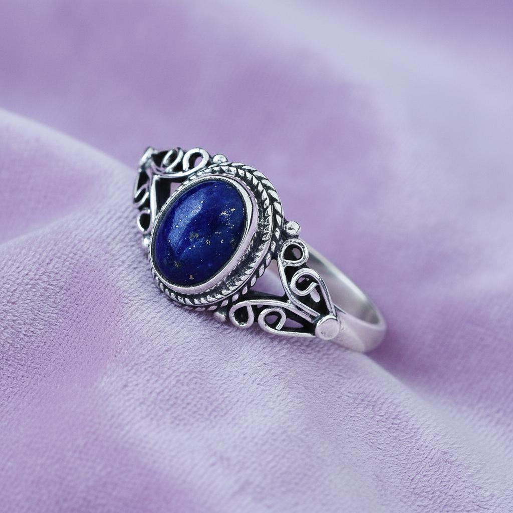 Handmade Lapis Lazuli Ring 925 Sterling Silver Rings, High Polish