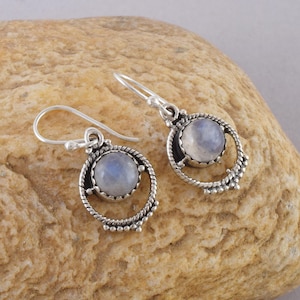 Moonstone Silver Earrings June Birthstone Jewelry Gift For Her Boho Gemstone Earrings Rainbow Moonstone Earrings Bridesmaid Proposal Gift