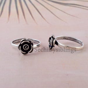 Silver Design Adjustable Toe Ring Body Womens Jewelry Toe Ring for Womens 925 Sterling Silver Oxidized Ring Set of 2 Multi Design Options