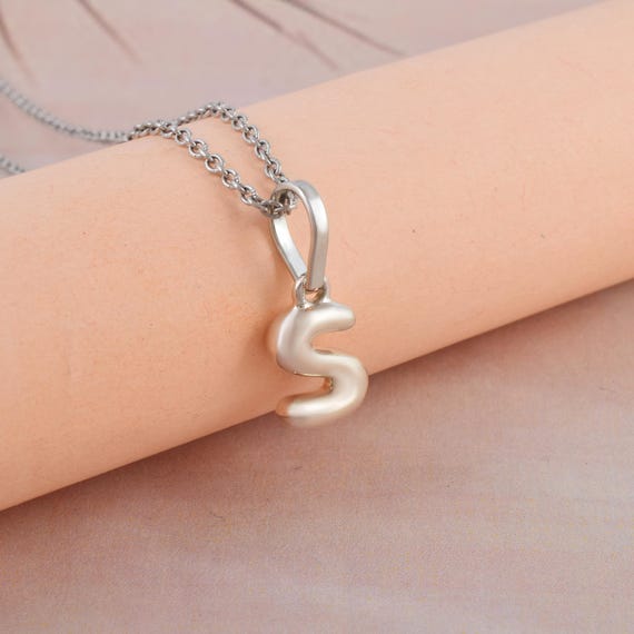 CALIS Personalized Initial Necklace - Stainless Steel Heart With Letter Charm, Cubic Zirconia, 20" Chain