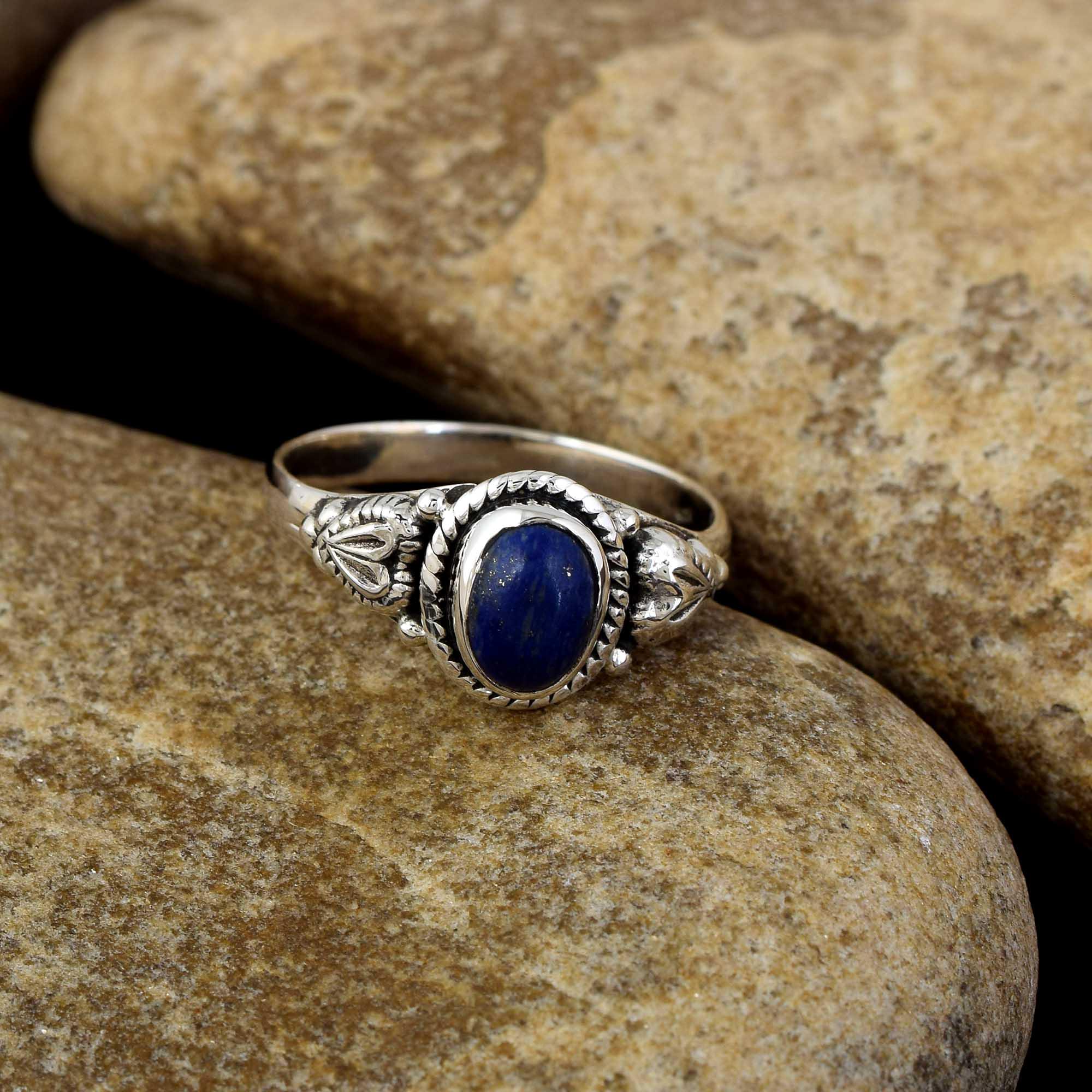 thumbnail image 2 of 925 Sterling Silver Vampire Diaries Inspired Ring - Damon & Stefan Lapis Lazuli Style 2 of 6