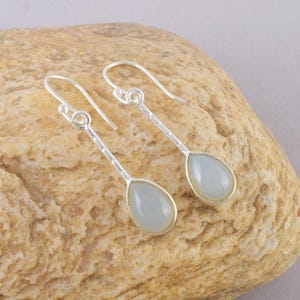 Aquamarine Gemstone Silver Crystal Earrings Blue Silver Dangle & Teardrop Earrings Handmade Dainty Earrings Boho Womens Jewelry Gift For Her