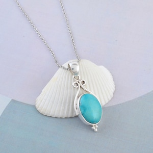 Blauer Türkis Edelstein Silber Anhänger Silber Kette Halskette Vintage Birthstone Silber Anhänger Heilstein Türkis Schmuck Geschenk