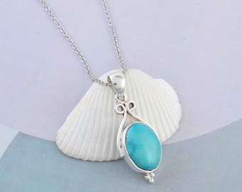 Colgante de plata de ley con turquesa natural, collar con piedra natal de diciembre.