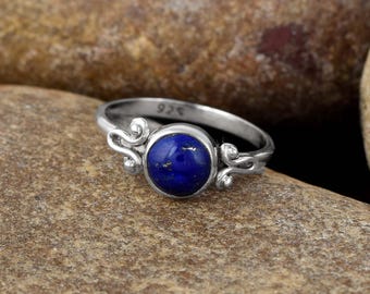 Blue Lapis Lazuli Gemstone Silver Ring 925 Sterling Silver Jewelry Gift Lapis Lazuli Jewelry September Birthstone Ring Birthday Gift For Her