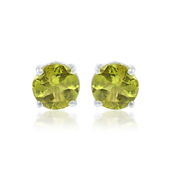 Orecchini A Prong Con Pietra Peridoto Per Il Mese Di Agosto, Fatto In Argento Sterling 925, Disponibili Da 3mm A 6mm