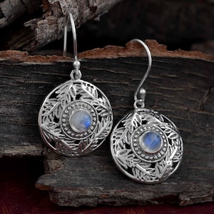 Mondstein Edelstein Ohrringe Blau Silber Schmuck Geschenk 925 Sterling Silber Ohrringe Boho Schmuck Designer Ohrring Schmuck Für Sie