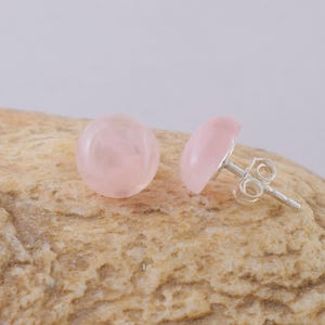 Rose Quartz Crystal Gemstone Silver Studs Earrings 925 Sterling Silver Womens Day Jewelry Gifts Boho Earrings For Her Pink Quartz Earrings
