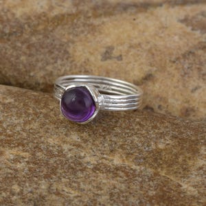 925 Sterling Silver Amethyst Gemstone Ring February Birthstone Ring Purple Crystal Jewelry For Her Birthday Gift Amethyst Ring for Women/Mom