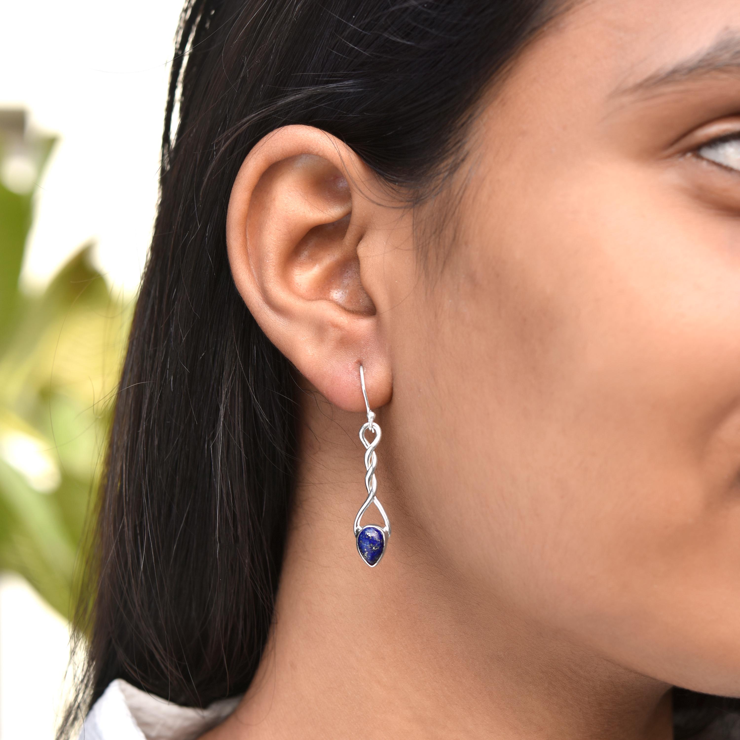 Lapislazzuli, goccia, orecchini, in argento sterling - Italia