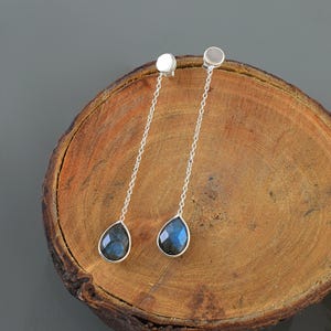 Blue Labradorite Sterling Silver Dangle Earrings